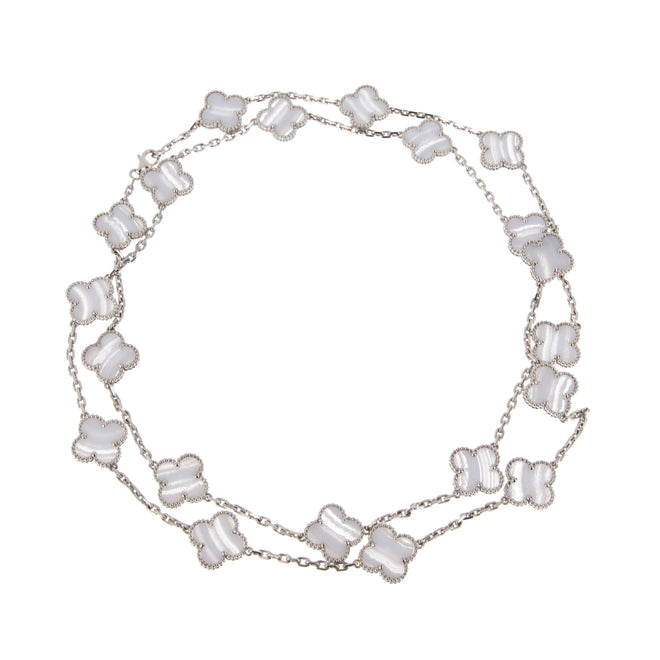 Van Cleef & Arpels Vintage Alhambra 20 Motif Chalcedony Long Necklace