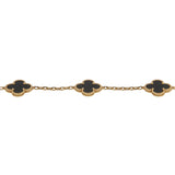Van Cleef & Arpels Vintage Alhambra 5 Motif 18k Yellow Gold Onyx Bracelet 0003954
