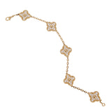 Van Cleef & Arpels Vintage Alhambra 5-Motif Diamond 18k Yellow Gold Bracelet 0004004