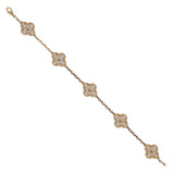 Van Cleef & Arpels Vintage Alhambra 5-Motif Diamond 18k Yellow Gold Bracelet 0004004