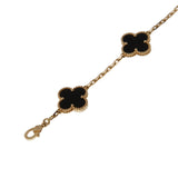Van Cleef & Arpels Vintage Alhambra 5 Motif Onyx Bracelet in 18k Yellow Gold 0004079