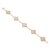 Van Cleef & Arpels Vintage Alhambra Bracelet 5 Motifs 18K Yellow Gold Mother-of-Pearl 0003995