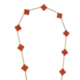 Van Cleef & Arpels Vintage Alhambra Carnelian 20 Motif Necklace 0004140