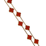 Van Cleef & Arpels Vintage Alhambra Carnelian 20 Motif Necklace 0004140