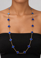 Van Cleef & Arpels Vintage Alhambra Lapis Lazuli 20 Motif Necklace 18K Yellow Gold 1lp747
