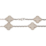 Van Cleef & Arpels Vintage Alhambra Long Necklace 20 Motifs 18K White Gold & Mother-of-Pearl 0003937