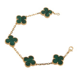 Van Cleef & Arpels Vintage Alhambra Malachite 18k Yellow Gold Bracelet 0003963