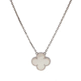 Van Cleef & Arpels Vintage Alhambra Pendant Necklace 18K White Gold Mother-of-Pearl 0004092