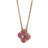 Van Cleef & Arpels Vintage Alhambra Rhodonite Diamond Pendant in 18k Rose Gold, 2021 Holiday Edition 0004063