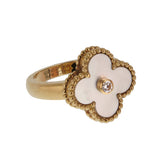 Van Cleef & Arpels Vintage Alhambra Ring 18K Yellow Gold Mother-of-Pearl Diamond 0004040