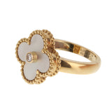Van Cleef & Arpels Vintage Alhambra Ring 18K Yellow Gold Mother-of-Pearl Diamond 0004040