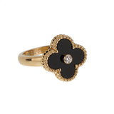Van Cleef & Arpels Vintage Alhambra Ring 18K Yellow Gold Onyx Diamond 0004090
