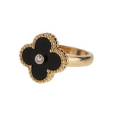 Van Cleef & Arpels Vintage Alhambra Ring 18K Yellow Gold Onyx Diamond 0004090