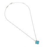 Van Cleef & Arpels Vintage Alhambra Turquoise 18K White Gold Necklace 0003934