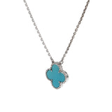 Van Cleef & Arpels Vintage Alhambra Turquoise 18K White Gold Necklace 0003934