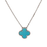 Van Cleef & Arpels Vintage Alhambra Turquoise 18K White Gold Necklace 0003934