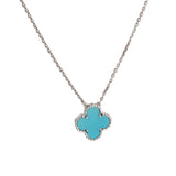 Van Cleef & Arpels Vintage Alhambra Turquoise 18K White Gold Necklace 0003934