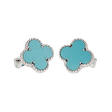 Van Cleef & Arpels Vintage Alhambra Turquoise Earrings 18k White Gold 0004053