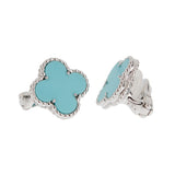 Van Cleef & Arpels Vintage Alhambra Turquoise Earrings 18k White Gold 0004053