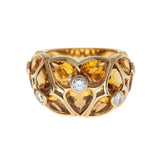 Van Cleef & Arpels Vintage Citrine Diamond Flower Cocktail Vintage Ring 1jg84ujfia