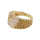 Van Cleef & Arpels Vintage Diamond Perlee Yellow Gold Cocktail Ring Sz 6 0003334