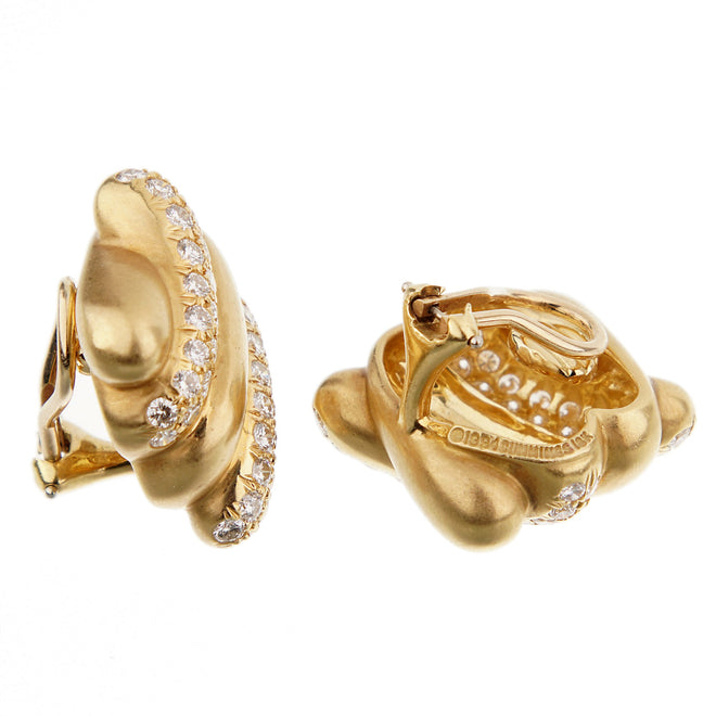 Angela Cummings Yellow Gold Diamond Vintage Earrings 0002791