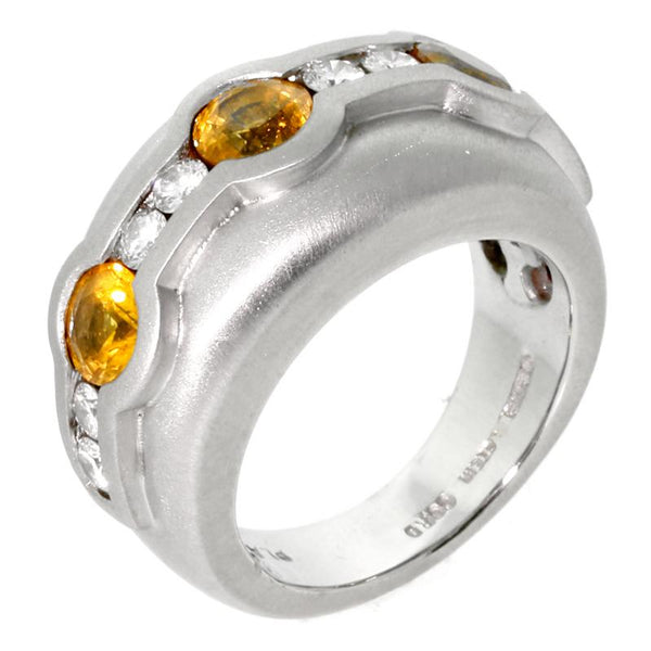Barry Kieselstein Cord Diamond Yellow Sapphire Platinum Ring 0000304
