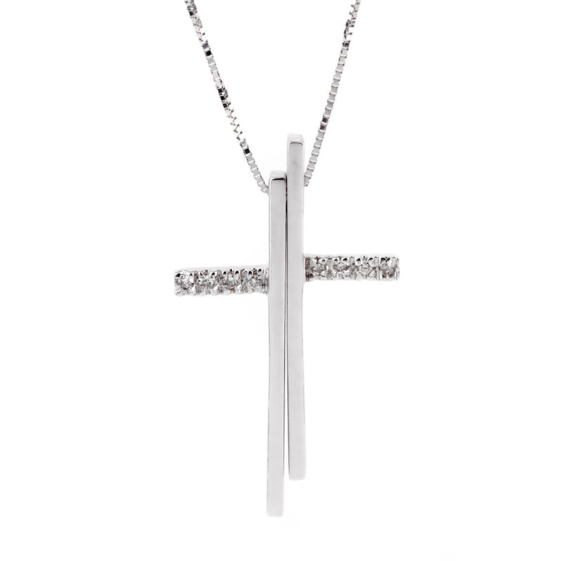 Bliss Diamond Cross White Gold Necklace 0000993