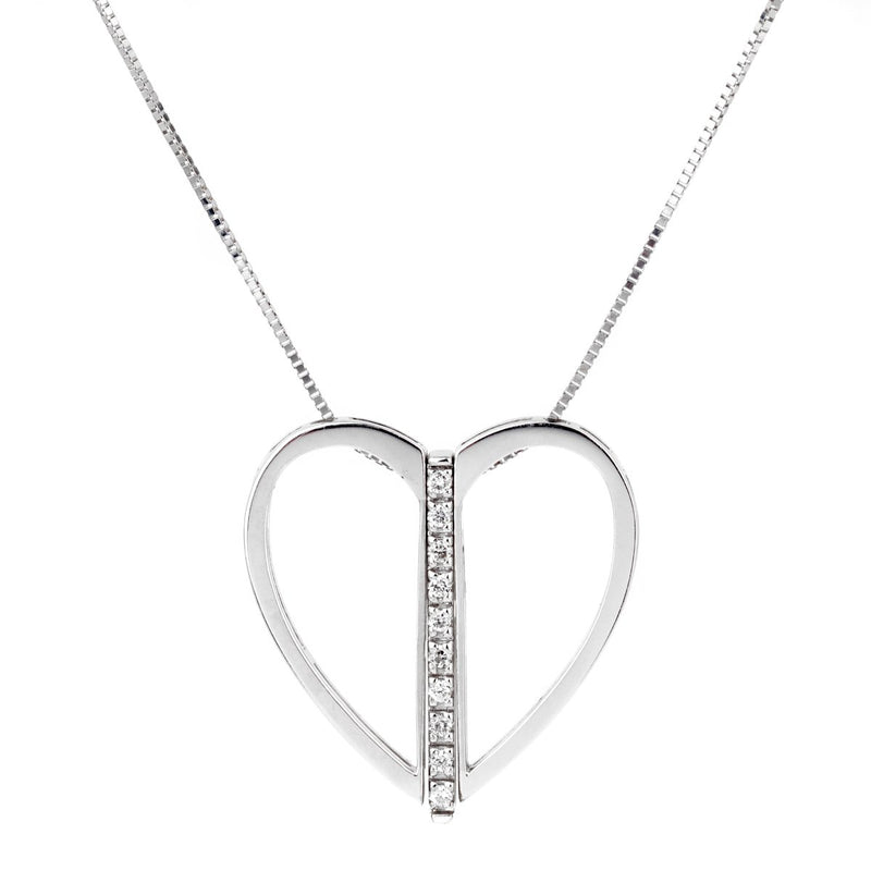 Bliss Diamond White Gold Heart Necklace 0000996