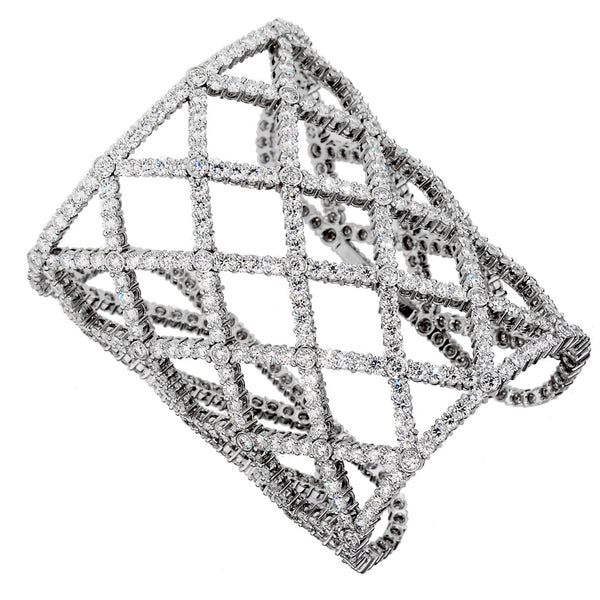 Boucheron 64.47ct Weave Diamond White Gold Cuff 0001083