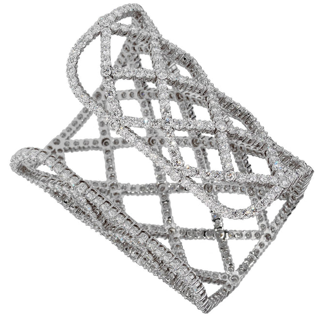 Boucheron 64.47ct Weave Diamond White Gold Cuff 0001083