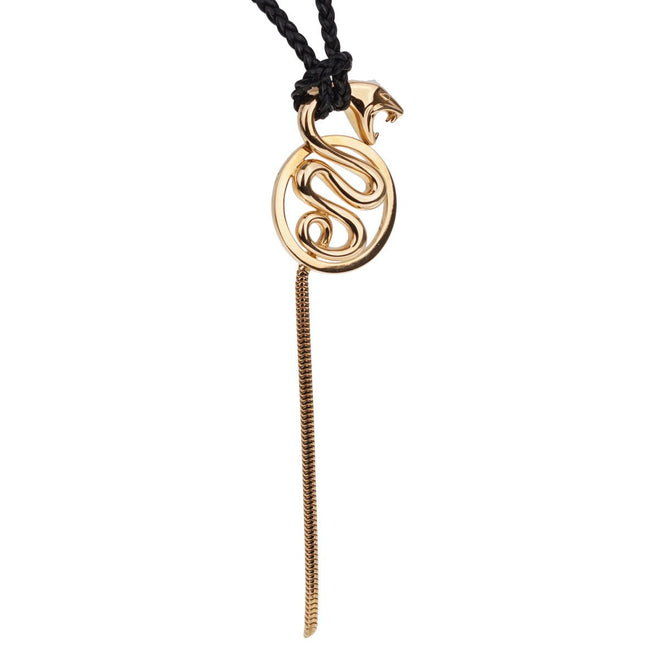 Boucheron Kaa Yellow Gold Snake Braided Leather Necklace 0001866