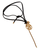 Boucheron Kaa Yellow Gold Snake Braided Leather Necklace 0001866