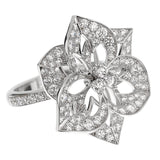 Boucheron Large Flower Diamond White Gold Cocktail Ring Sz 5 1/2 0003266
