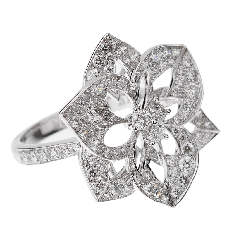 Boucheron Large Flower Diamond White Gold Cocktail Ring Sz 6 1/4 0003094