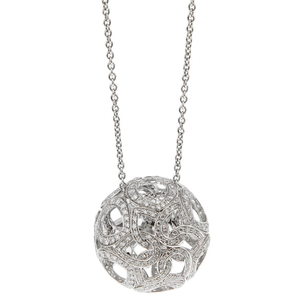 Boucheron Openwork Flower Diamond White Gold Necklace 0003088