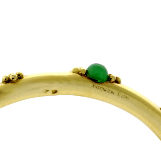 Boucheron Paris Emerald Gold Slip On Bangle 0000294