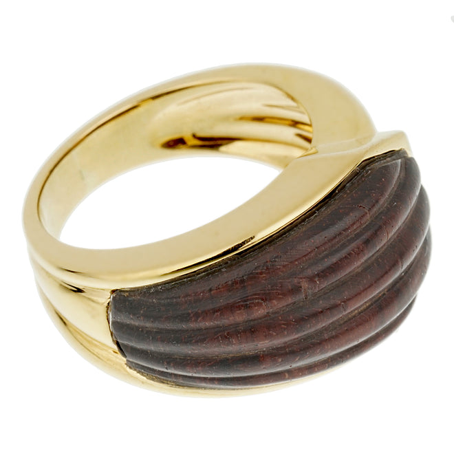 Boucheron Paris Wood Yellow Gold Cocktail Ring Circa 1970s 21kl186aas