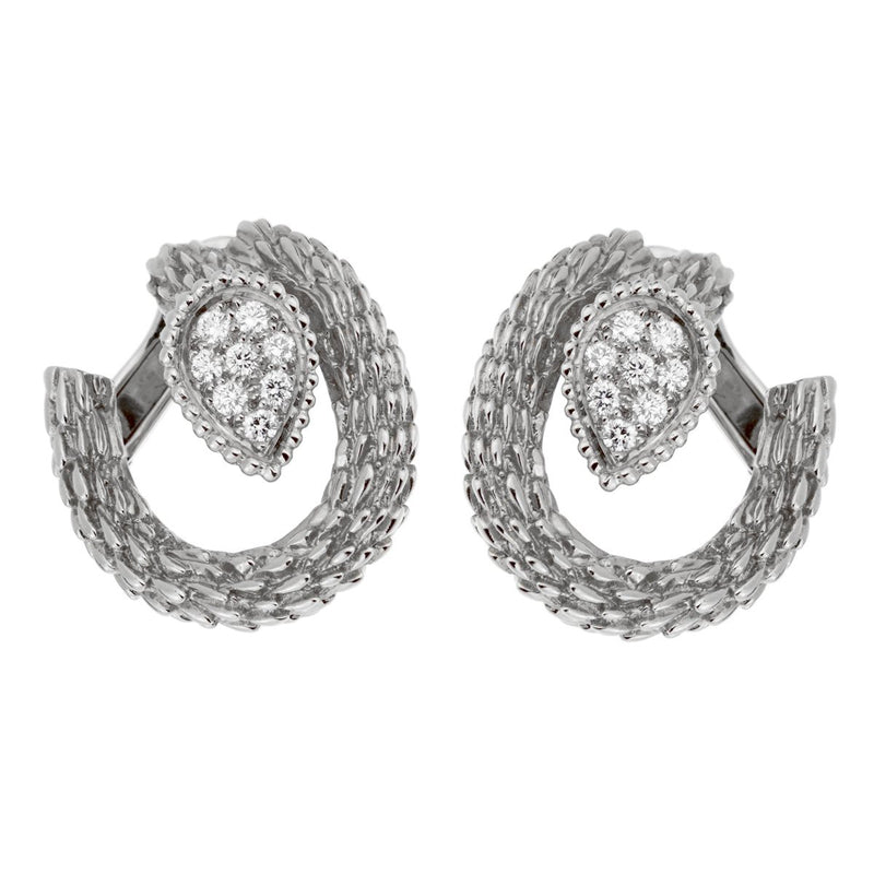 Boucheron Serpent Boheme White Gold Diamond Hoop Earrings 0002155