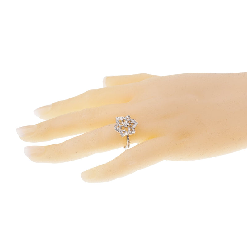 Boucheron Small Flower Diamond White Gold Cocktail Ring Sz 6