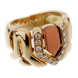 Boucheron Vintage Coral Diamond Yellow Gold Ring 0002577