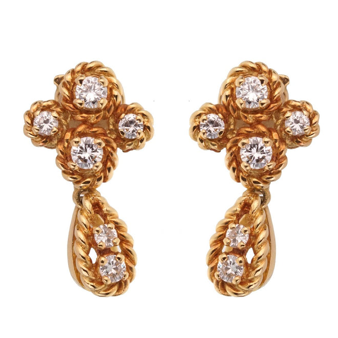Boucheron Vintage Diamond Yellow Gold Drop Earrings 0001882