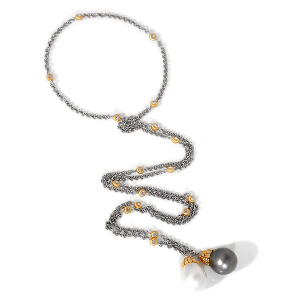 Buccellati South Sea Pearl Diamond Lariat 0000371