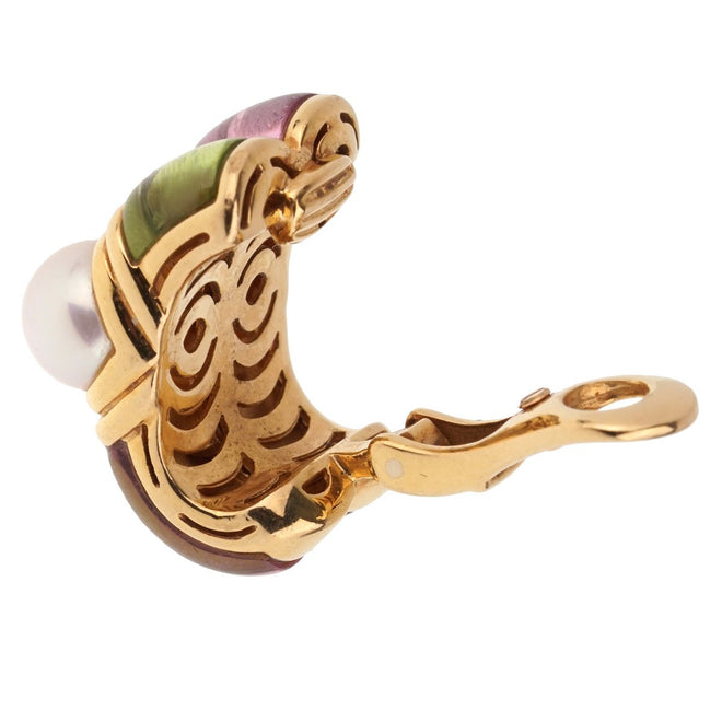 Bulgari Amethyst Peridot Yellow Gold Hoop Earrings 0001101