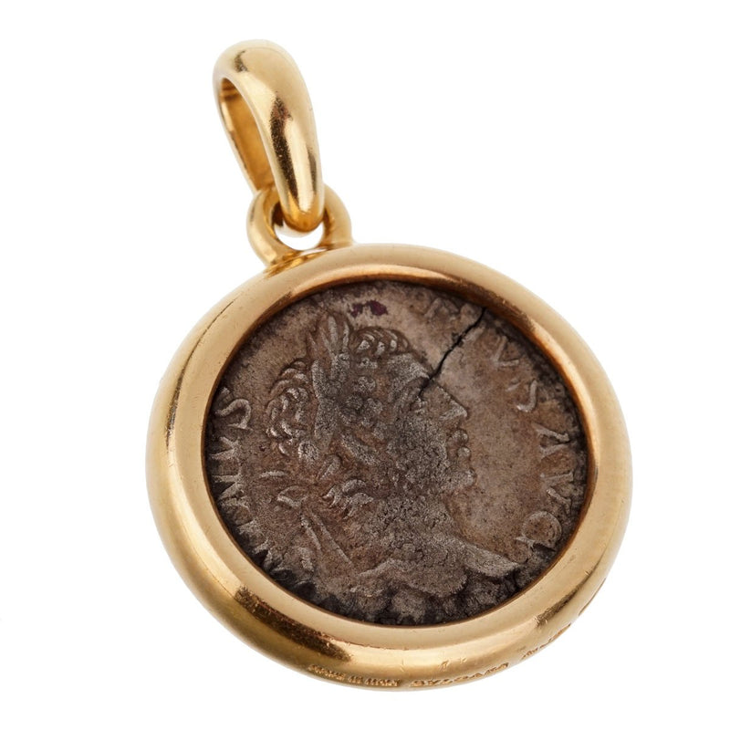 Bulgari Ancient Coin Gold Pendant Necklace Opulent Jewelers