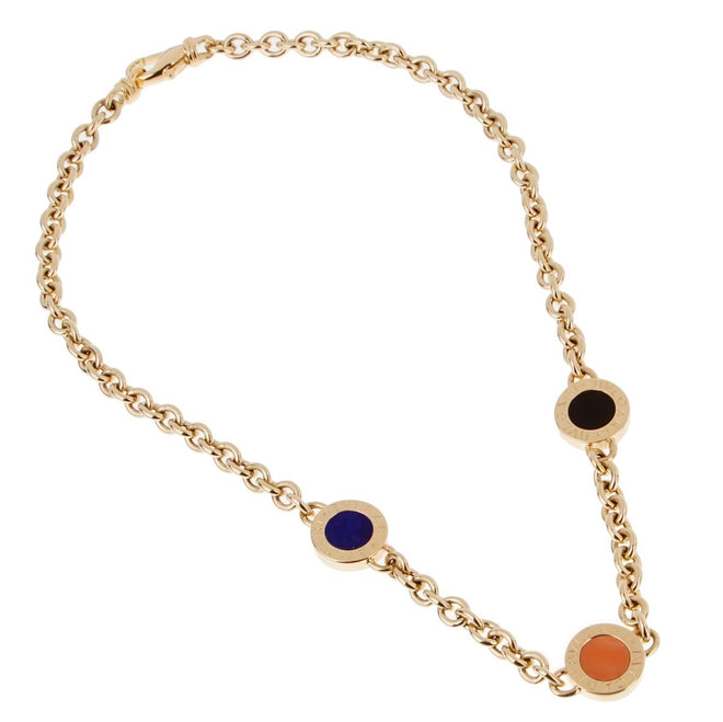 Bulgari Bulgari Lapis Coral Onyx Vintage Yellow Gold Necklace 0001857