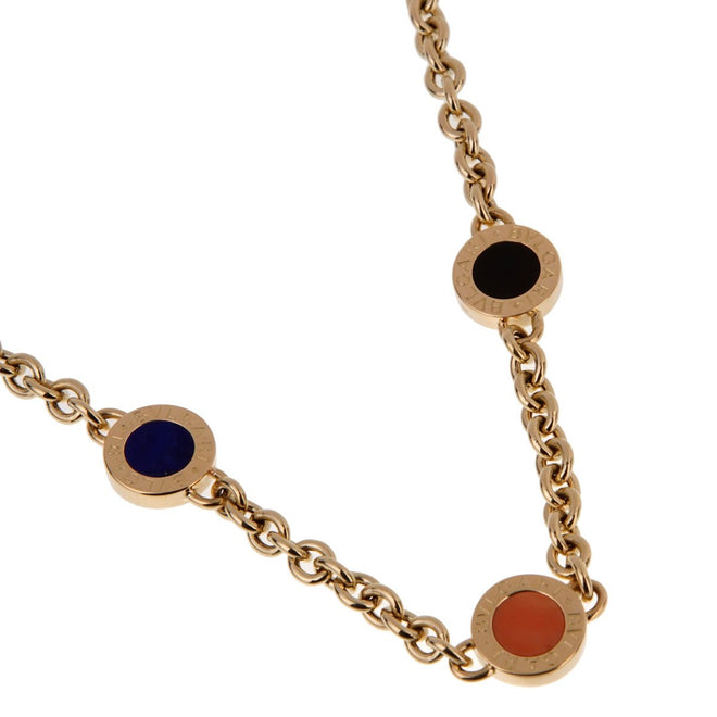 Bulgari Bulgari Lapis Coral Onyx Vintage Yellow Gold Necklace 0001857