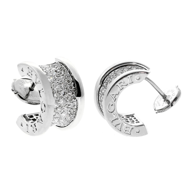 Bulgari Bzero1 Pave Diamond White Gold Earrings 0000159