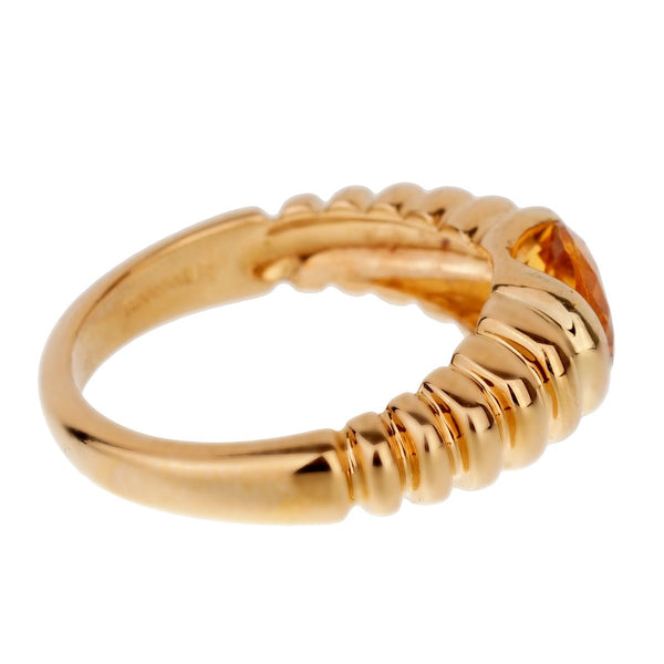 Bulgari Citrine Yellow Gold Ribbed Ring 0001896