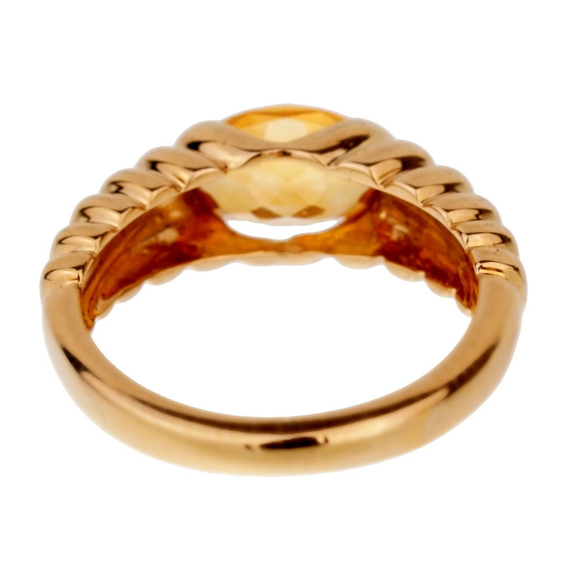 Bulgari Citrine Yellow Gold Ribbed Ring 0001896
